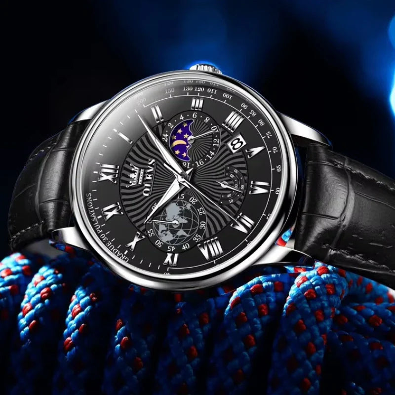 Elegante Herrenarmbanduhr – Edelstahl & schwarzes Zifferblatt